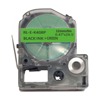 Стрічка для принтера етикеток UKRMARK RL-E-K4GBP-BK/GR, аналог LK4GBP. 12 мм х 9 м (900268)