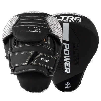 Лапи боксерські PowerPlay 3044 Pro Carbon Ultra Series Чорно-Білі (PP_3044_Bl/White)