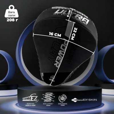 Лапи боксерські PowerPlay 3044 Pro Carbon Ultra Series Чорно-Білі (PP_3044_Bl/White)