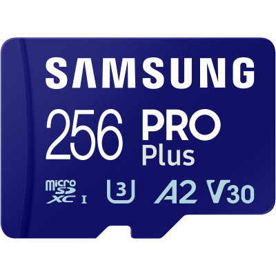 Карта пам&#039;яті Samsung 256 GB microSDXC Pro Plus UHS-I U3 V30 A2 Class 10 + SD-adap (MB-MD256SA/EU)