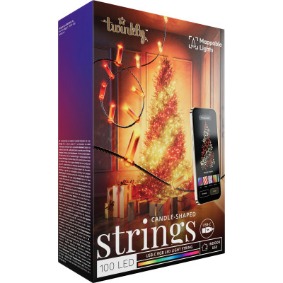 Гірлянда Twinkly Smart LED Strings USB 100 Candle-shaped RGB LEDs, Green Wire, USB-C, 6м (TWKC100RGB-G)