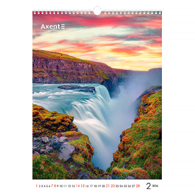 Календар Axent настінний А3 2026 р.Waterfalls (8804-26-2-A)