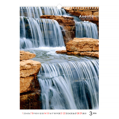 Календар Axent настінний А3 2026 р.Waterfalls (8804-26-2-A)