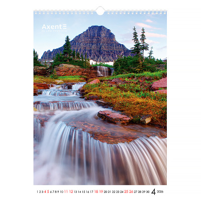 Календар Axent настінний А3 2026 р.Waterfalls (8804-26-2-A)