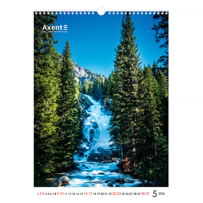 Календар Axent настінний А3 2026 р.Waterfalls (8804-26-2-A)