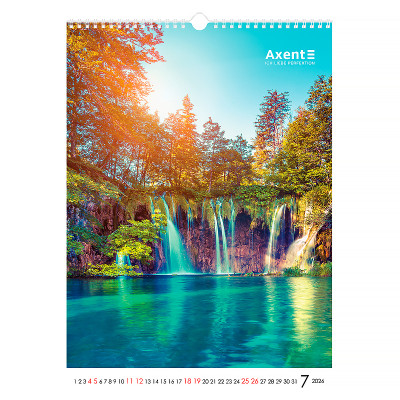 Календар Axent настінний А3 2026 р.Waterfalls (8804-26-2-A)