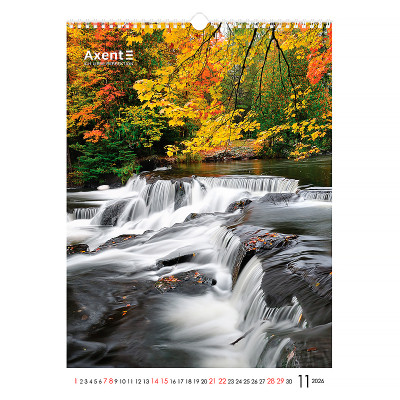 Календар Axent настінний А3 2026 р.Waterfalls (8804-26-2-A)
