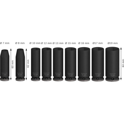 Набір головок Bosch Professional ударних торцевих Deep 9шт, 3/8&quot;, 63мм (2.608.003.037)