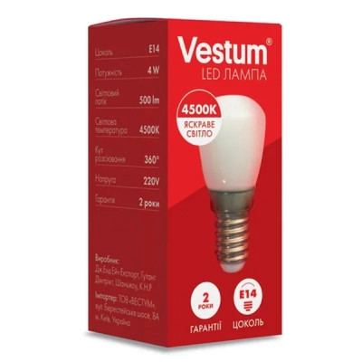 Лампочка Vestum SMD Е14 4W 4500K 220V для холодильника (1-VS-8401)