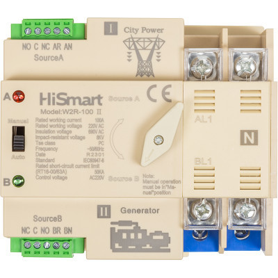 Автоматический выключатель HiSmart W2R-2P 220V 100A (HS082482)