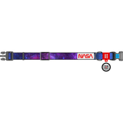 Нашийник для тварин WAUDOG Nylon з QR паспортом &quot;NASA21&quot; пластиковий фастекс M (4502-0148)