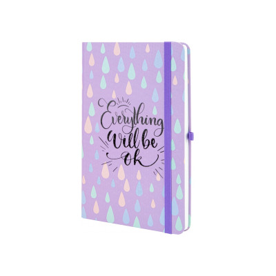 Книга записна Optima А5 EVERYTHING OK, тверда обкладинка папір, гумка, лінія (O20812-42)