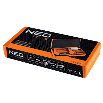 Мікрометр Neo Tools з верн&#039;єром 50-75 мм, ±0.01 мм/м (75-022)
