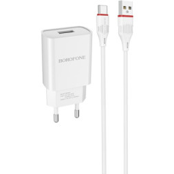 Зарядний пристрій BOROFONE BA20A Sharp single port charger set(Type-C) White (BA20ACW)