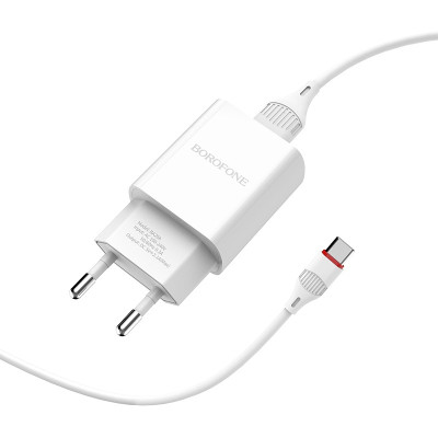 Зарядний пристрій BOROFONE BA20A Sharp single port charger set(Type-C) White (BA20ACW)