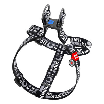 Шлея для собак WAUDOG Nylon з QR паспортом &quot;Темний лицар&quot; пластиковий фастекс XL (324-2011)