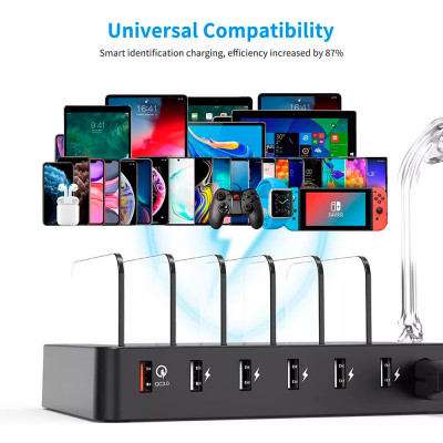 Зарядний пристрій Choetech 6xUSB 68W Charing Station (6хUSB-A) 2xMicroUSB 2xLighting 2xUCB-C (Q3008-EU-BK)