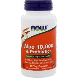Трави Now Foods Алое 10 000 &amp; Пробіотики, 60 вегетаріанських капсул (NOW-03029)