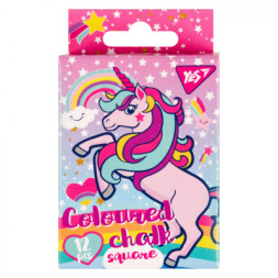 Крейда Yes кольорова квадратна 10х10 12 шт 6 кол Unicorn (400394)