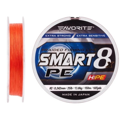 Шнур Favorite Smart PE 8x 150м 2.0/0.242mm 25lb/13.8kg Red Orange (1693.10.85)