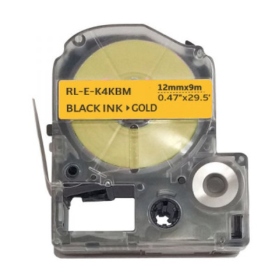 Стрічка для принтера етикеток UKRMARK RL-E-K4KBM-BK/GO, аналог LK4KBM. 12 мм х 9 м (900269)