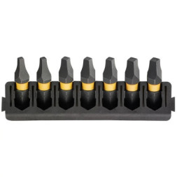 Набір біт DeWALT в касеті для Tough Case, FlexTorq, L 25 мм, SQ1-2 шт, SQ2-3 шт, SQ3-2 шт (DT70815)