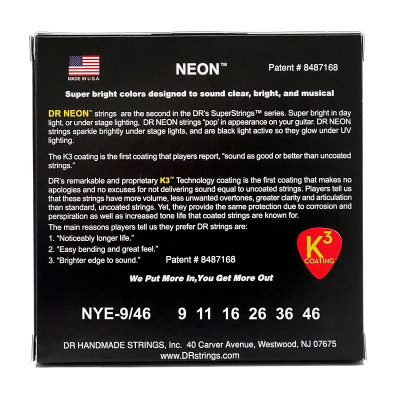 Струни для гітари DR Strings NEON Yellow Electric - Light Heavy (09-46) (NYE-9/46)