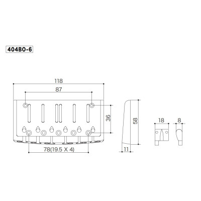 Бридж для гітари Gotoh 404BO-6 B