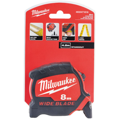 Рулетка Milwaukee WIDE BLADE, 8м 33мм (4932471816)