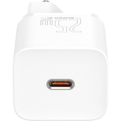 Зарядний пристрій Baseus 1xUSB 25W (USB-C) + Cable Type-C white (TZCCSUP-L02)