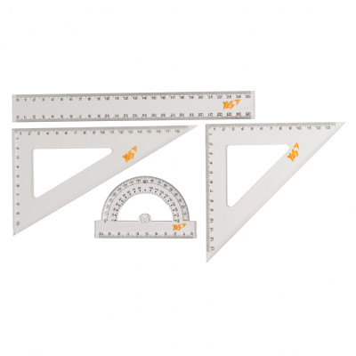 Лінійка Yes набір 4 предмета лінійка 25 см (370261)