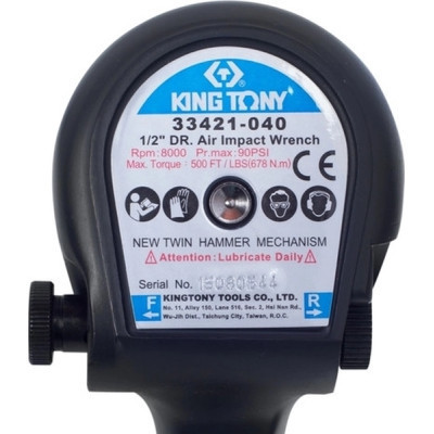 Гайковерт KING TONY пневмо 1/2&quot; 678 Нм 8000 об/хв передній вихлоп (33421-040)