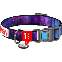 Нашийник для тварин WAUDOG Nylon з QR паспортом &quot;NASA21&quot; пластиковий фастекс S (4501-0148)