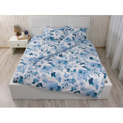 Постільна білизна Руно Blue Flowers бязь набивна полуторний (1.114_Blue Flowers)