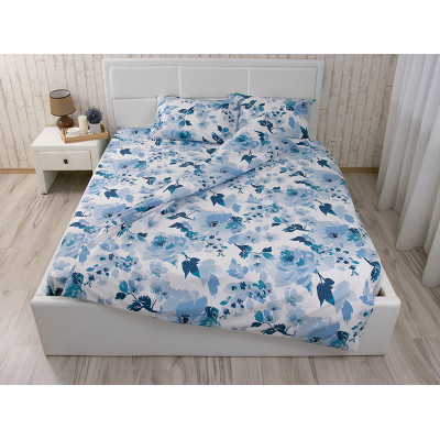 Постільна білизна Руно Blue Flowers бязь набивна полуторний (1.114_Blue Flowers)