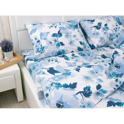 Постільна білизна Руно Blue Flowers бязь набивна полуторний (1.114_Blue Flowers)