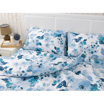 Постільна білизна Руно Blue Flowers бязь набивна полуторний (1.114_Blue Flowers)