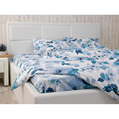 Постільна білизна Руно Blue Flowers бязь набивна полуторний (1.114_Blue Flowers)