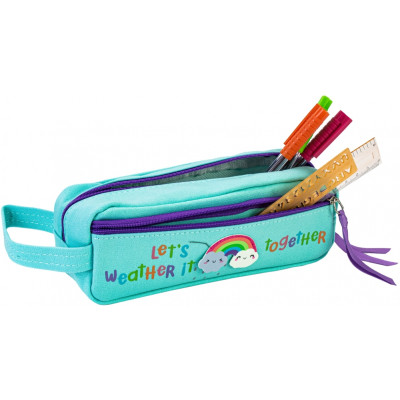 Пенал Cool For School з ремінцем 2 відділення блакитний (CF87016)