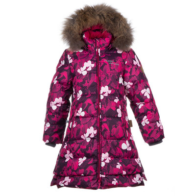 Пальто дитяче Huppa PARISH 12470055 фуксія з принтом 122 (4741468686615)