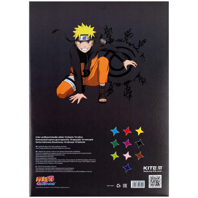 Кольоровий картон Kite А4 двосторонній Naruto 10 аркушів (NR24-255)