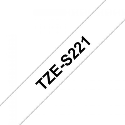 Стрічка для принтера етикеток UKRMARK B-S-T221P, надклейка, 9мм х 8м, black on white, аналог TZeS221 (900605)