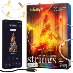 Гірлянда Twinkly Smart LED Strings USB 200 Candle-shaped RGB LEDs, Clear Wire, USB-C 12м (TWKC200RGB-T)