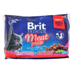 Вологий корм для кішок Brit Premium Cat м'ясна тарілка 4 шт по 100 г (8595602506262)