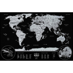 Скретч карта 1DEA.me Travel Map Weekend Black World (silver) (13073)