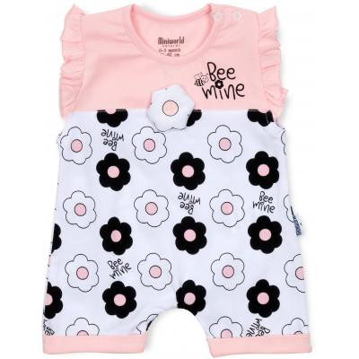 Боді дитяче Miniworld пісочник з квіточками (14940-56G-pink)