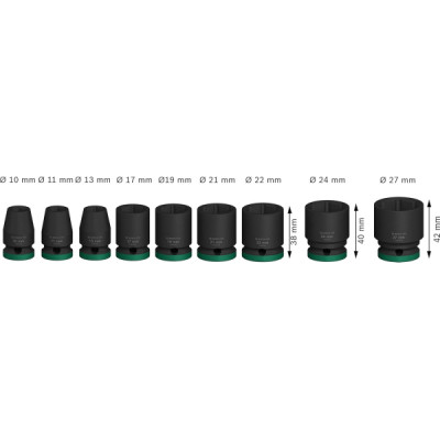 Набір головок Bosch Professional ударних торцевих Standart 9шт, 1/2&quot; (2.608.003.038)