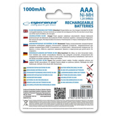 Акумулятор Esperanza AAA 1000mAh Ni-MH * 4 green (EZA102G)