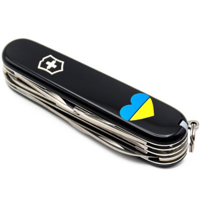 Ніж Victorinox Huntsman Ukraine 91 мм Чорний Серце синьо-жовте (1.3713.3_T1090u)