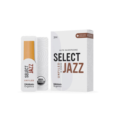 Тростина для саксофона D&#039;Addario Organic Select Jazz - Alto Sax Unfiled 3M - 10 Pack (ORRS10ASX3M)